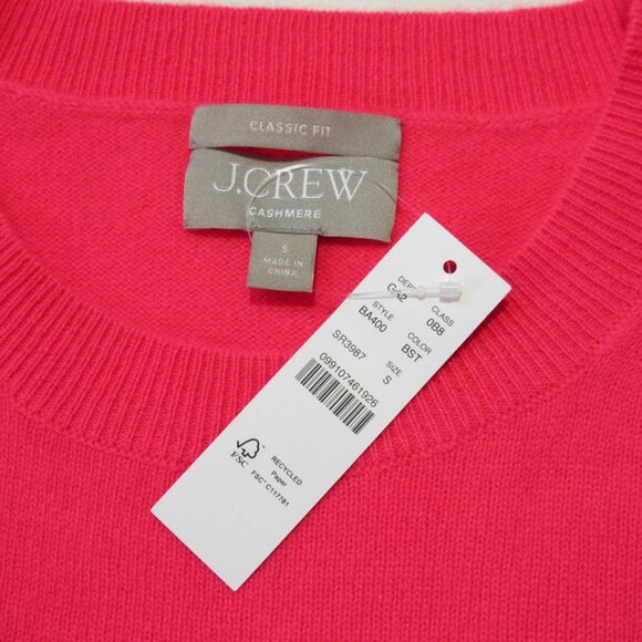 NWT J.Crew BA400 Cashmere Classic-fit Crewneck Sweater in Bright Strawberry S - Picture 5 of 6
